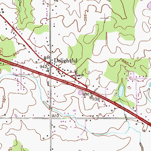 Topographic Map of Delightful Cemetery, OH