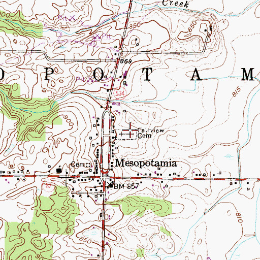 Topographic Map of Fairview Cemetery, OH