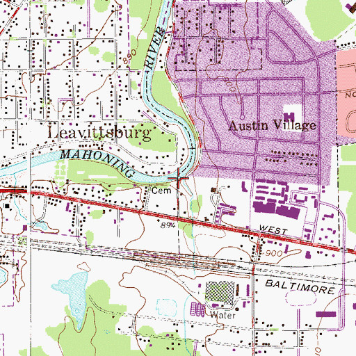 Topographic Map of Leavittsburg Cemetery, OH