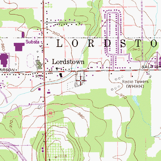 Topographic Map of Lordstown Center Cemetery, OH