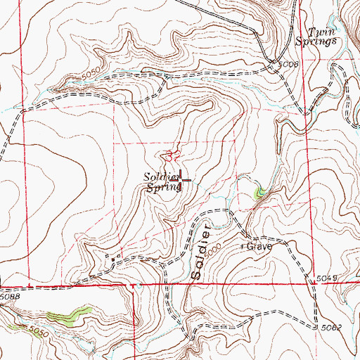 Topographic Map of Soldier Spring, CO
