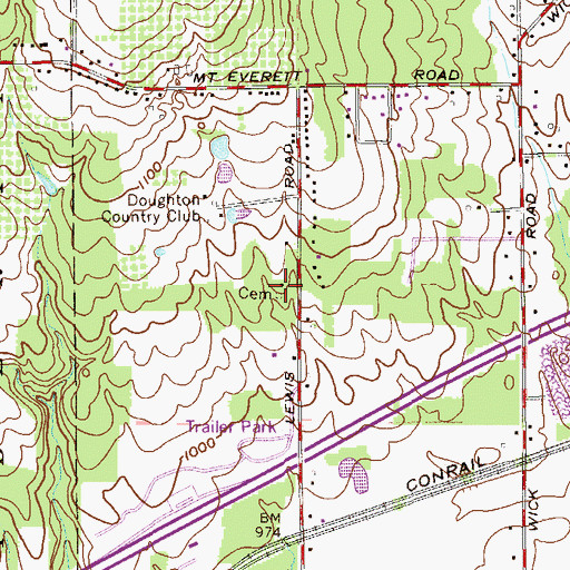 Topographic Map of Portersfield Cemetery, OH