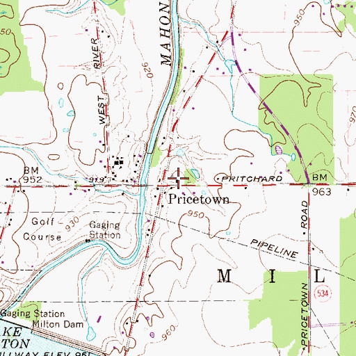 Topographic Map of Price Mill Cemetery, OH