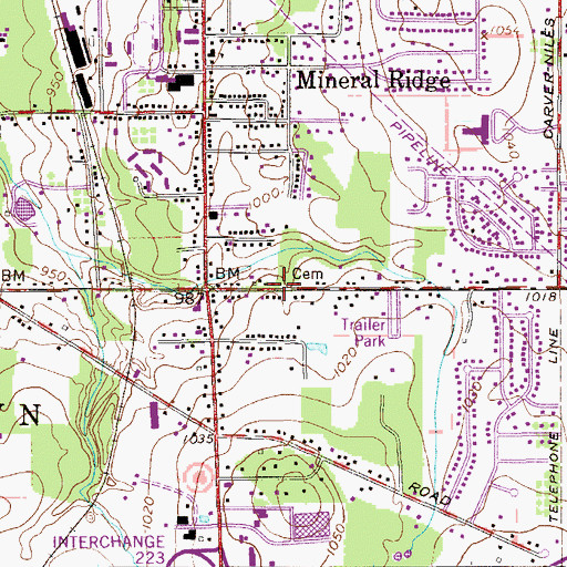Topographic Map of Welsh Baptist Cemetery, OH