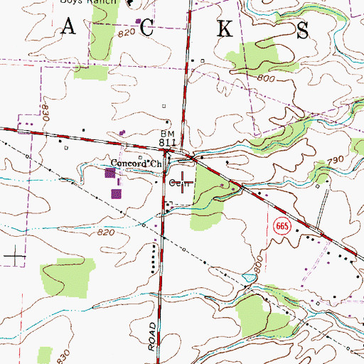 Topographic Map of Concord Cemetery, OH
