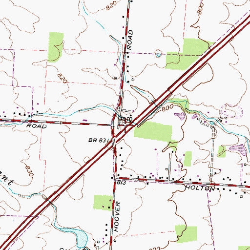 Topographic Map of Thomas Adams Cemetery, OH