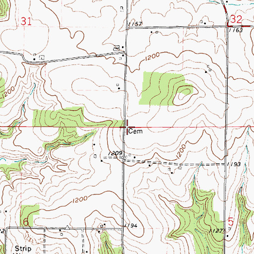 Topographic Map of Armstrong Cemetery, OH