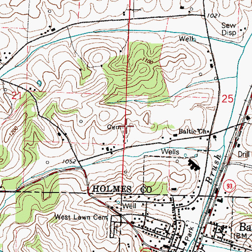 Topographic Map of Berger Cemetery, OH