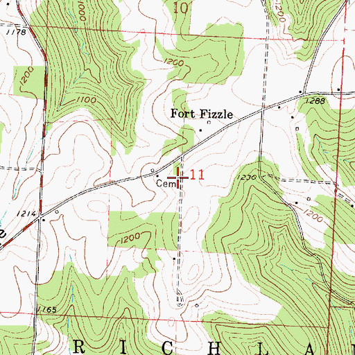 Topographic Map of Bucy Cemetery, OH