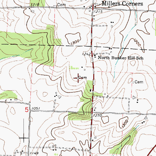 Topographic Map of Daniel J Miller Farm Cemetery, OH
