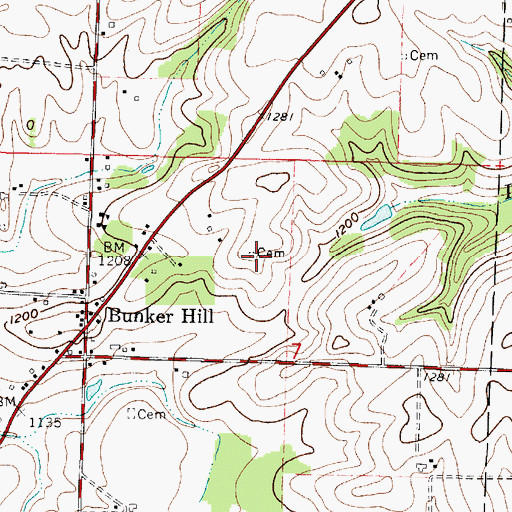 Topographic Map of Daniel Schlabach Farm Cemetery, OH