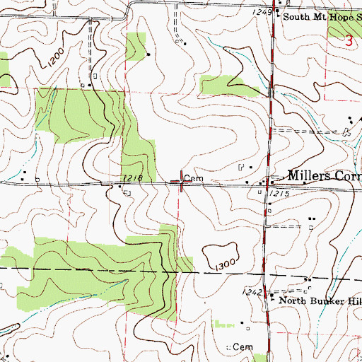 Topographic Map of Henry Hershberger Farm Cemetery, OH