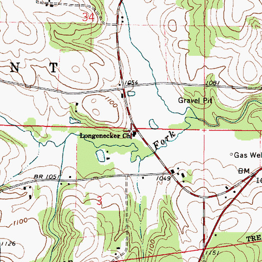 Topographic Map of Longnecker Cemetery, OH