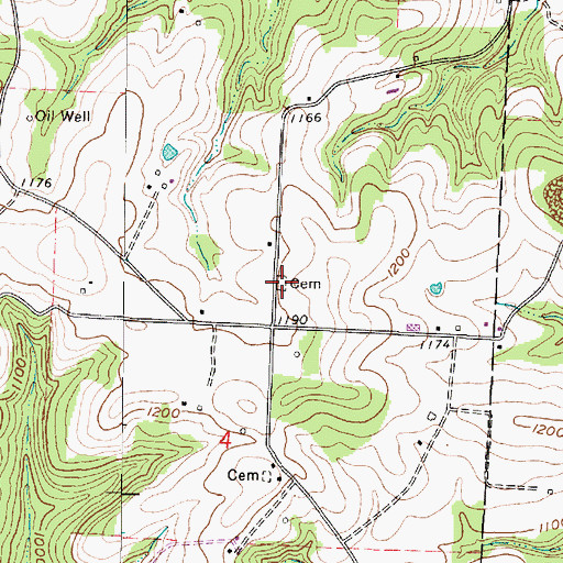 Topographic Map of Monroe Lutheran Cemetery, OH