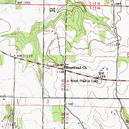 Topographic Map of Morehead Cemetery, OH