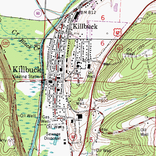 Topographic Map of Oakhill Cemetery, OH