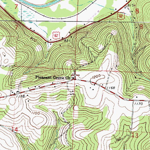 Topographic Map of Pleasant Grove Cemetery, OH