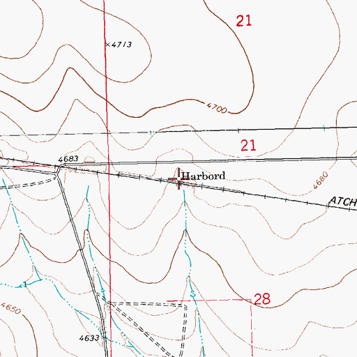 Topographic Map of Harbord, CO