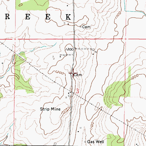 Topographic Map of Salt Creek Township Cemetery, OH