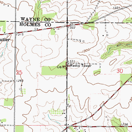 Topographic Map of Simon Slabach Cemetery, OH