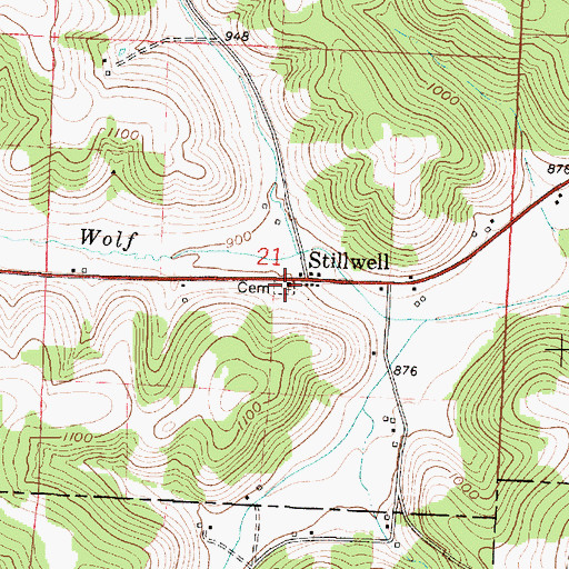 Topographic Map of Stillwell Cemetery, OH