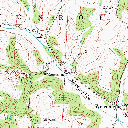 Topographic Map of Welcome Cemetery, OH