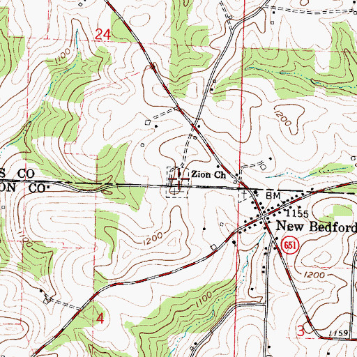 Topographic Map of Zion Cemetery, OH