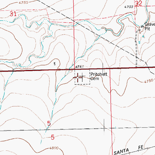 Topographic Map of Pritchett Cemetery, CO