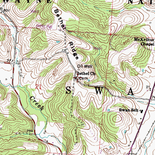 Topographic Map of Bethel Cemetery, OH