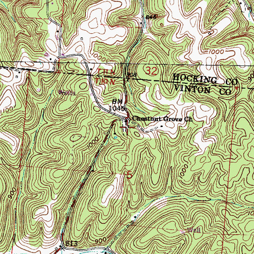 Topographic Map of Chestnut Grove Cemetery, OH