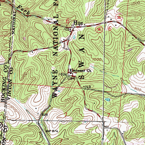 Topographic Map of Ebenezer Cemetery, OH