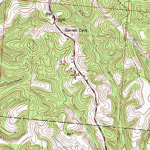 Topographic Map of Garrett Ridge, OH