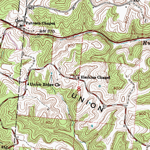 Topographic Map of Harkins Chapel Cemetery, OH