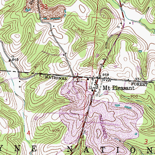 Topographic Map of Mount Pleasant Cemetery, OH