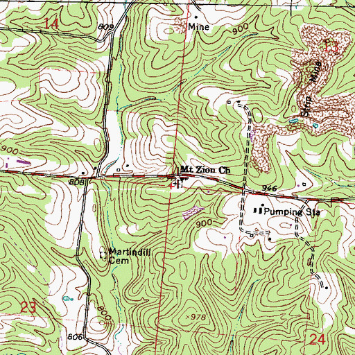 Topographic Map of Mount Zion Cemetery, OH