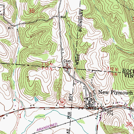 Topographic Map of New Plymouth Cemetery, OH