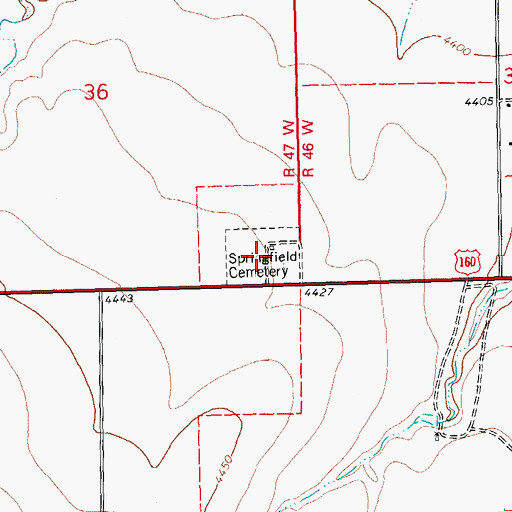 Topographic Map of Springfield Cemetery, CO