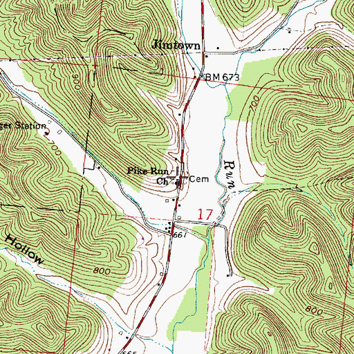 Topographic Map of Pike Run Cemetery, OH