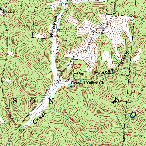 Topographic Map of Pleasant Valley Cemetery, OH
