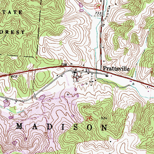 Topographic Map of Prattsville Cemetery, OH