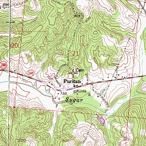 Topographic Map of Puritan Cemetery, OH