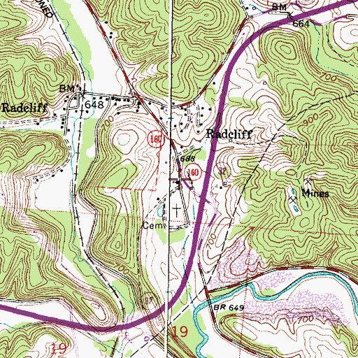 Topographic Map of Radcliff United Brethren Church, OH