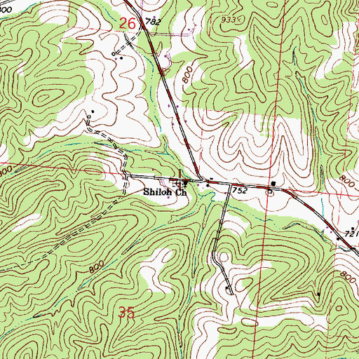 Topographic Map of Shiloh Cemetery, OH
