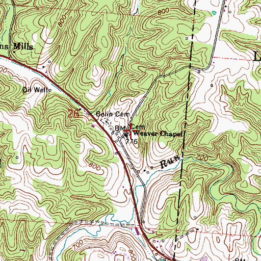 Topographic Map of Weaver Chapel Cemetery, OH