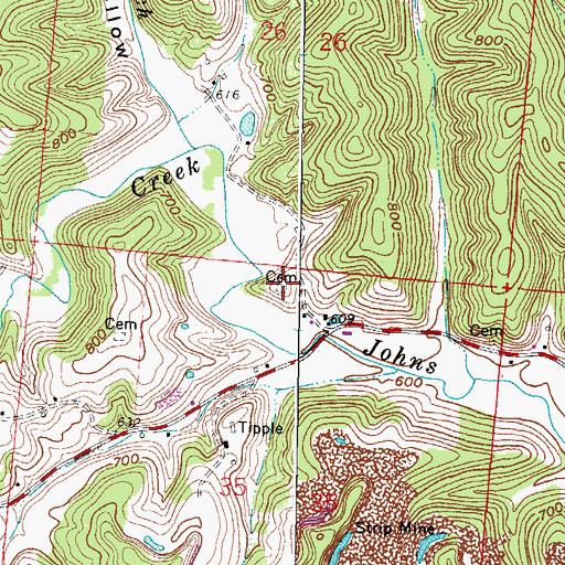 Topographic Map of Cooper Cemetery, OH