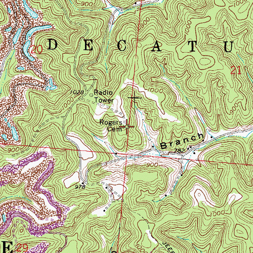Topographic Map of Rogers Cemetery, OH