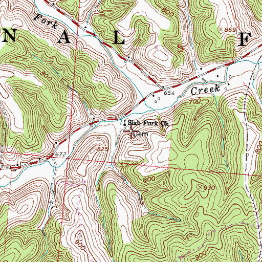 Topographic Map of Slab Fork Church Cemetery, OH