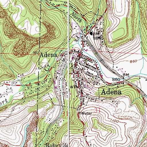 Topographic Map of Adena Presbyterian Cemetery, OH