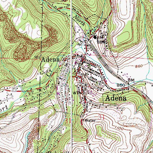 Topographic Map of Adena Presbyterian Church, OH
