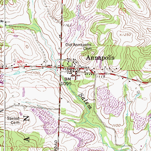 Topographic Map of Annapolis Cemetery, OH